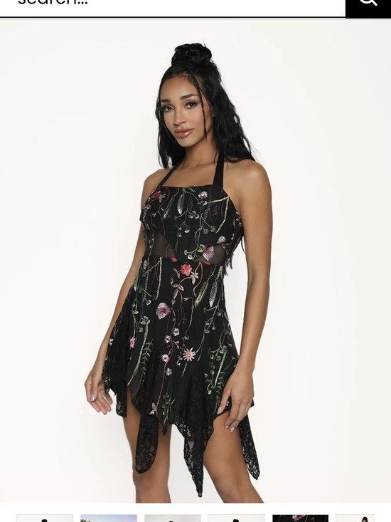 iHeartRaves Dresses & Skirts - iHeartRaves Black Floral Embroidered Mini Dress